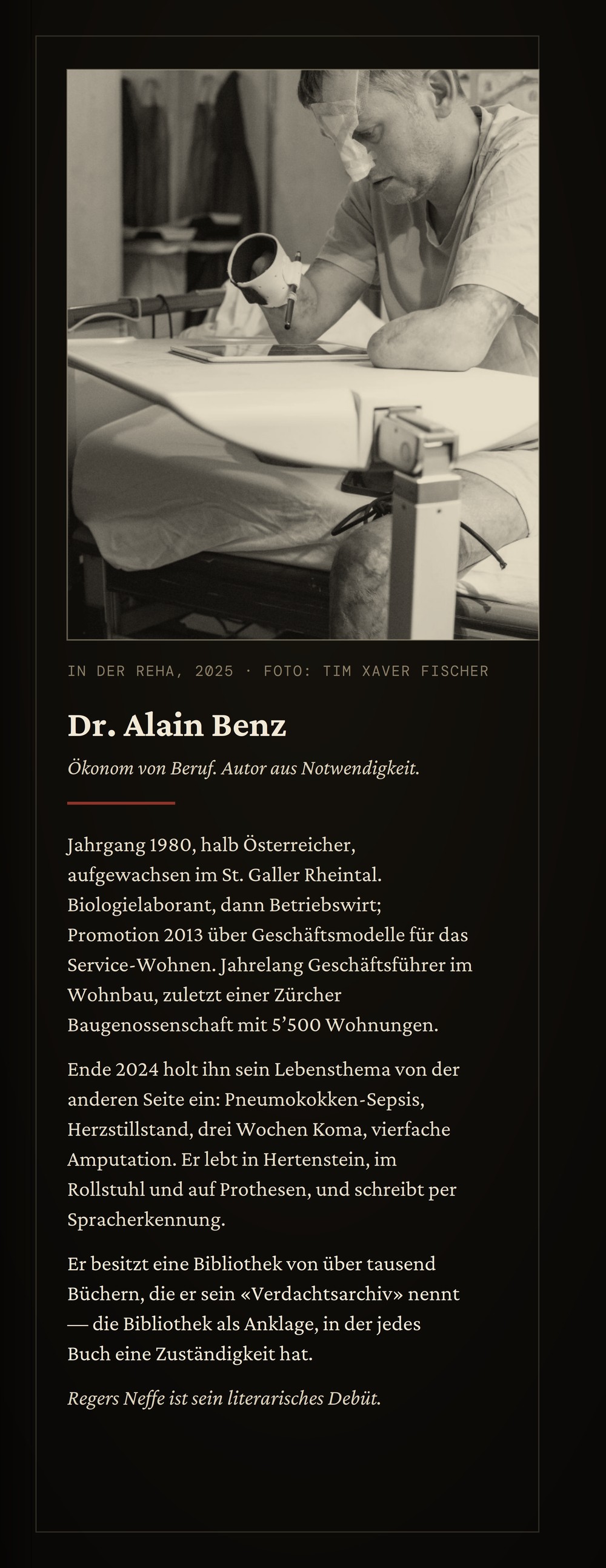 Hintere Klappe mit Autorenporträt und Vita.
